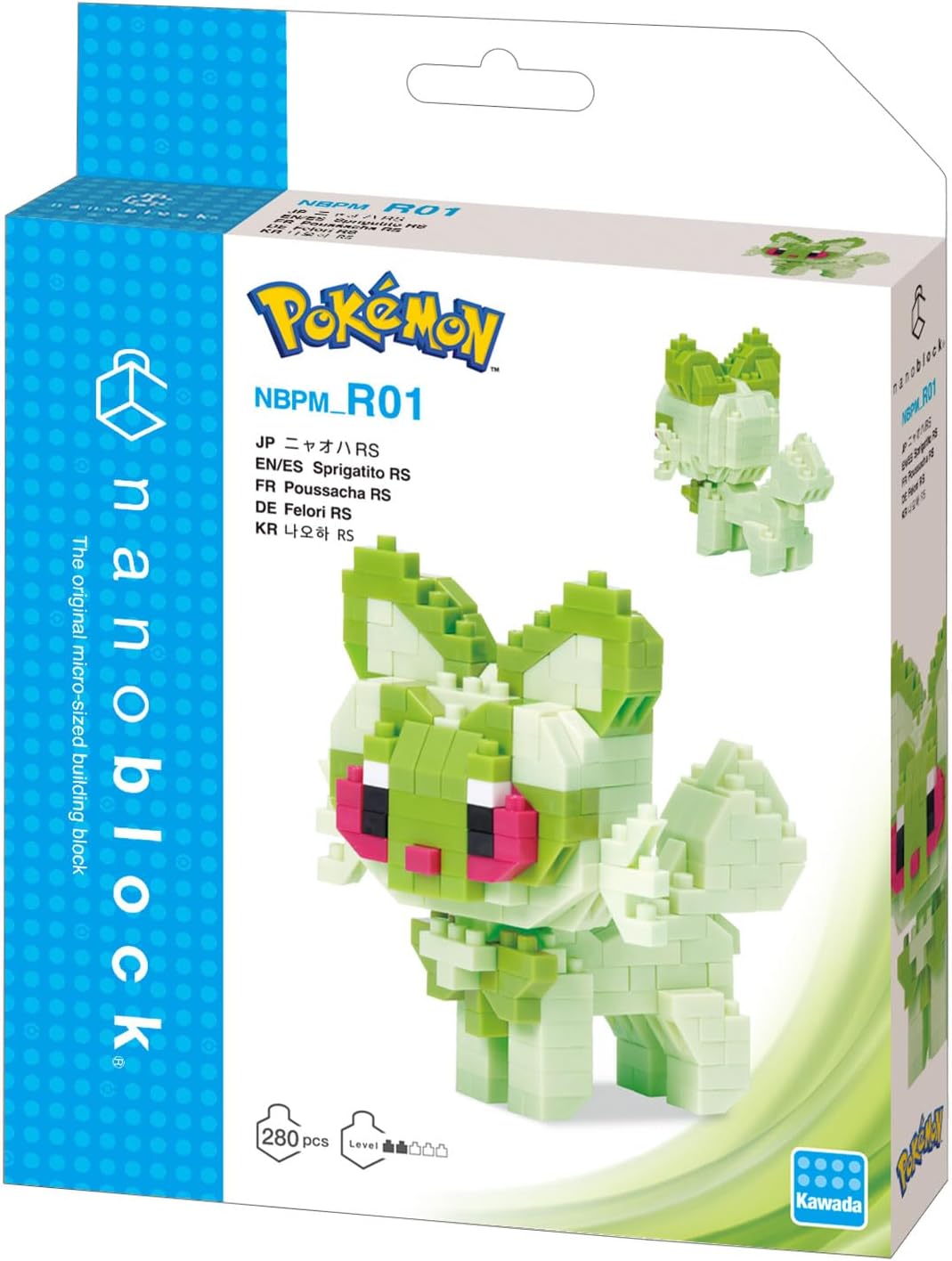 Nanoblock Pokémon Sprigatito box - view 08 | Savvy Hobbyist