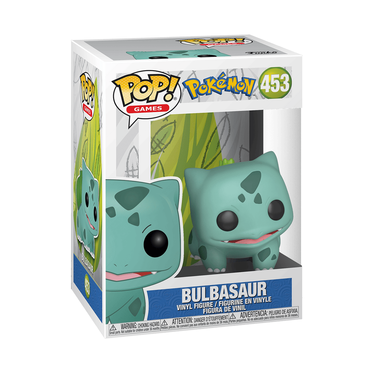 Funko Pop! Pokemon Bulbasaur #453 — official in-box front view