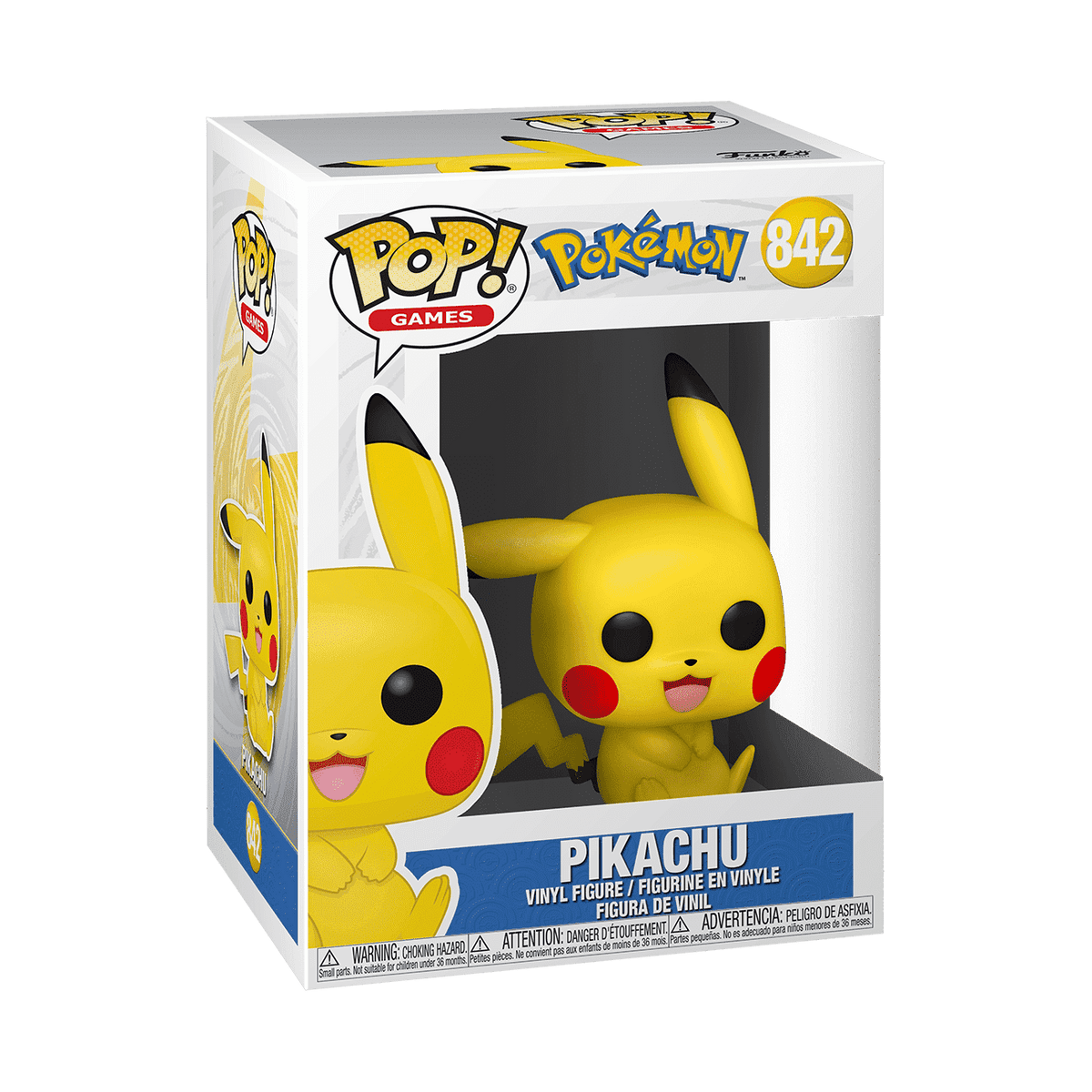 Funko Pop! Pokemon Pikachu Sitting #842 — official in-box front view