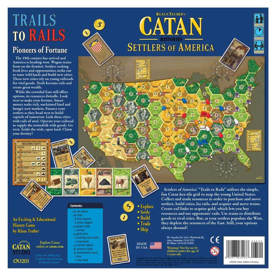 CATAN Histories Settlers of America Board Game - Forge Trails into Rails! Strategy Game, Family Game for Kids & Adults, Ages 14+, 3-4 Players, 120 Min Playtime, Made by CATAN Studio