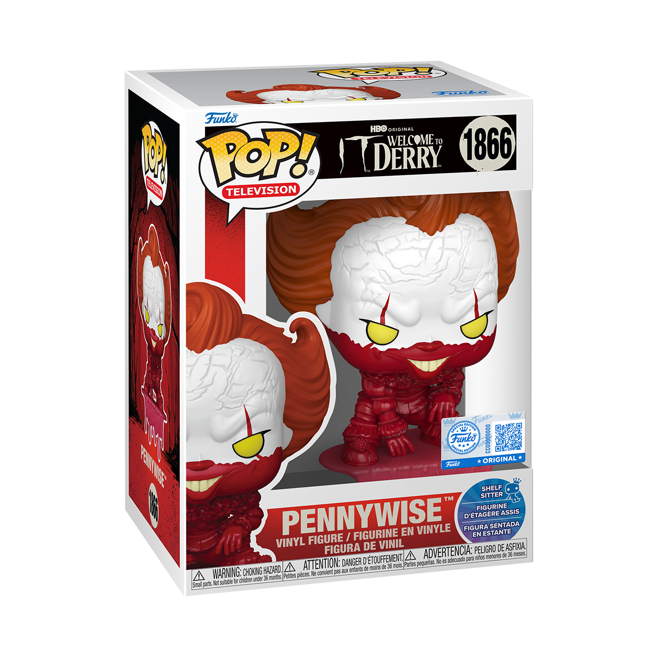 It Welcome to Derry Pennywise Shelf Sitter Funko Pop 1866 EE alt angle - view 04 | Savvy Hobbyist