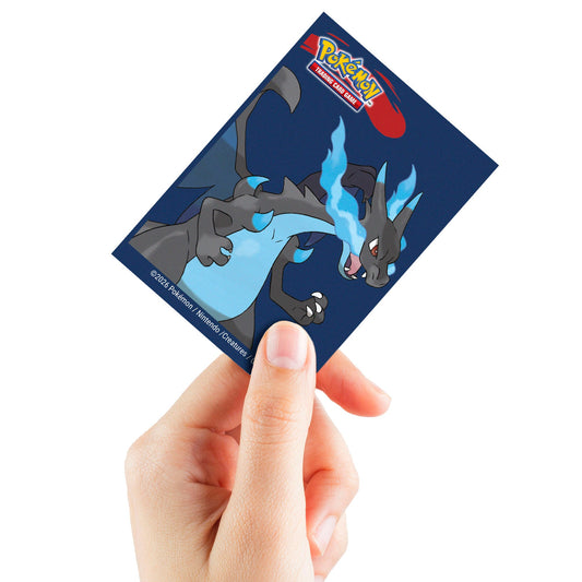 Ultra PRO Mega Charizard X Deck Protector Sleeves — sleeved card in hand