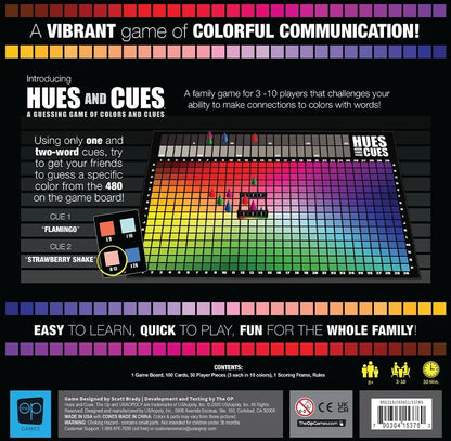 HUES and CUES - Vibrant Color Guessing Board Game for 3-10 Players Ages 8+, Connect Clues and Guess from 480 Color Squares