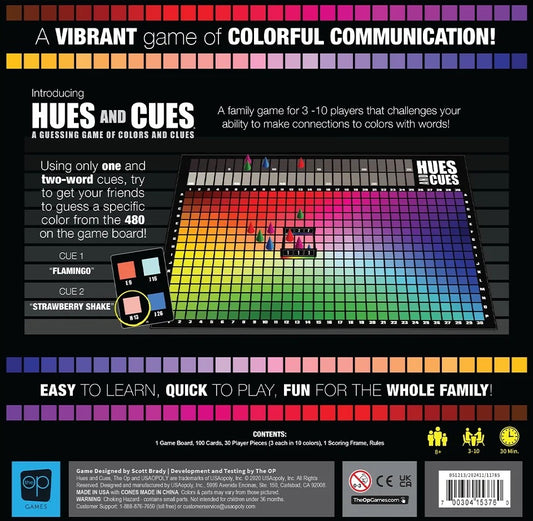 HUES and CUES - Vibrant Color Guessing Board Game for 3-10 Players Ages 8+, Connect Clues and Guess from 480 Color Squares